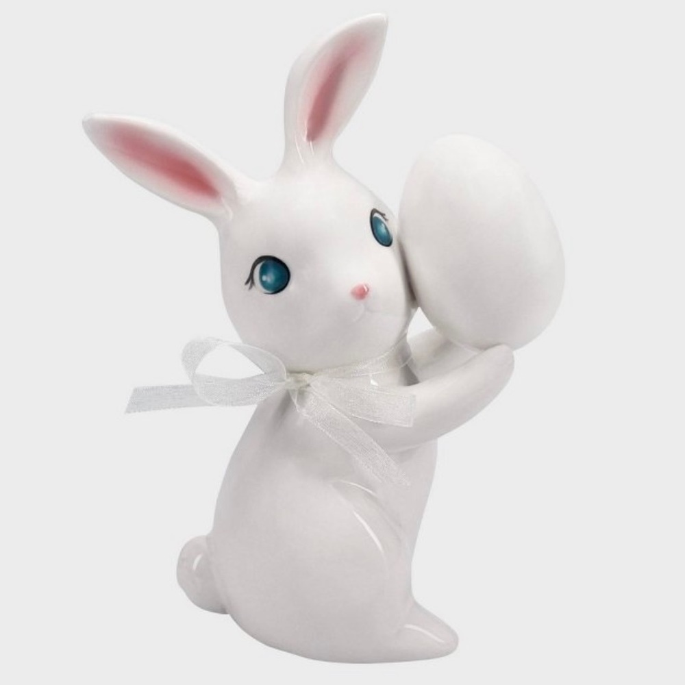 2023 Target Spritz 6.6" Ceramic Easter Bunny With Egg Decorative Figurine Retro